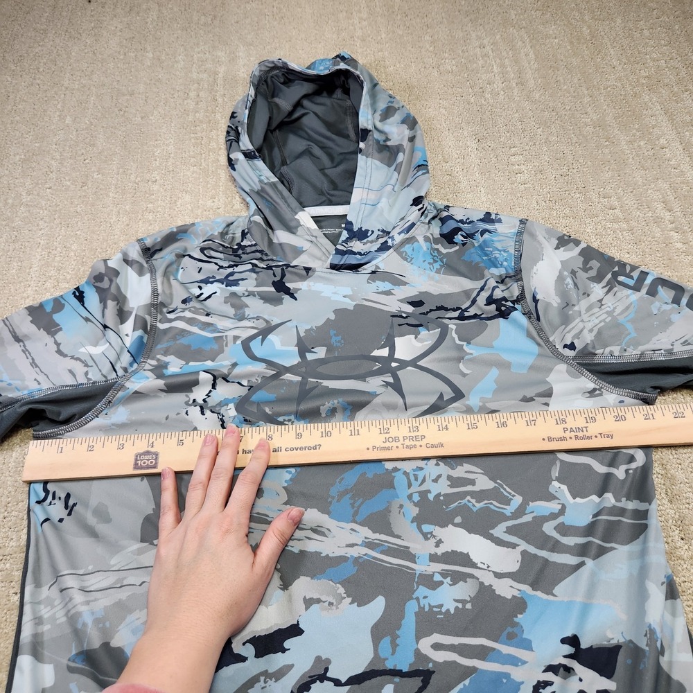 Under Armour Hoodie Men Medium Lightweight Iso Chill Shorebreak Camo Fishing UPF - Picture 5 of 10